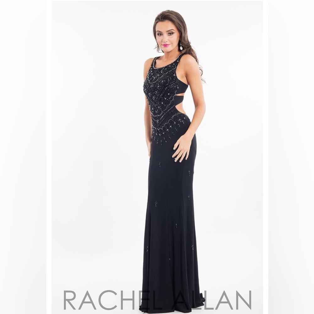 Rachel Allan Black Beaded Prom Dress